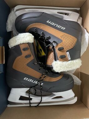 Bauer Whistler Junior Ice Skates in Brown & Black with White Trim
